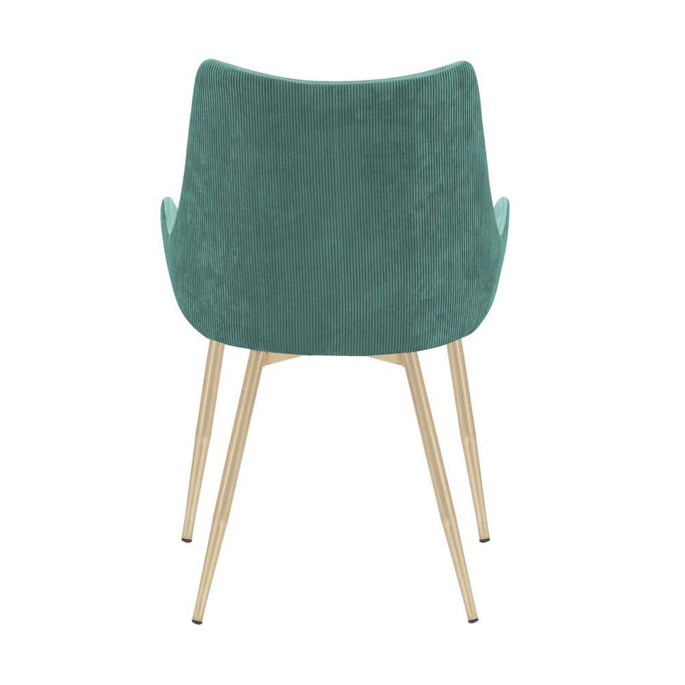 Teal High-Back Upholstered Arm Chair with Gold Metal Legs
