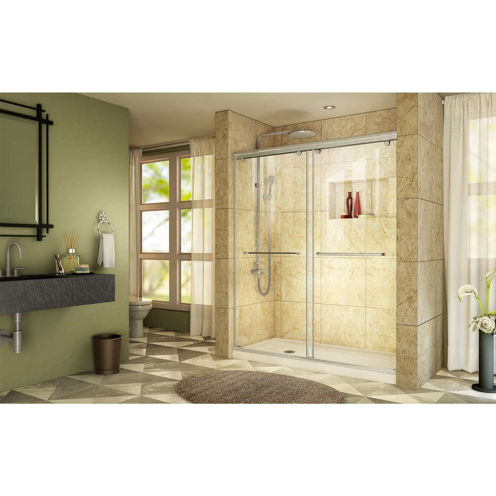 Charisma 60" Frameless Clear Glass Sliding Shower Kit with Brushed Nickel Hardware