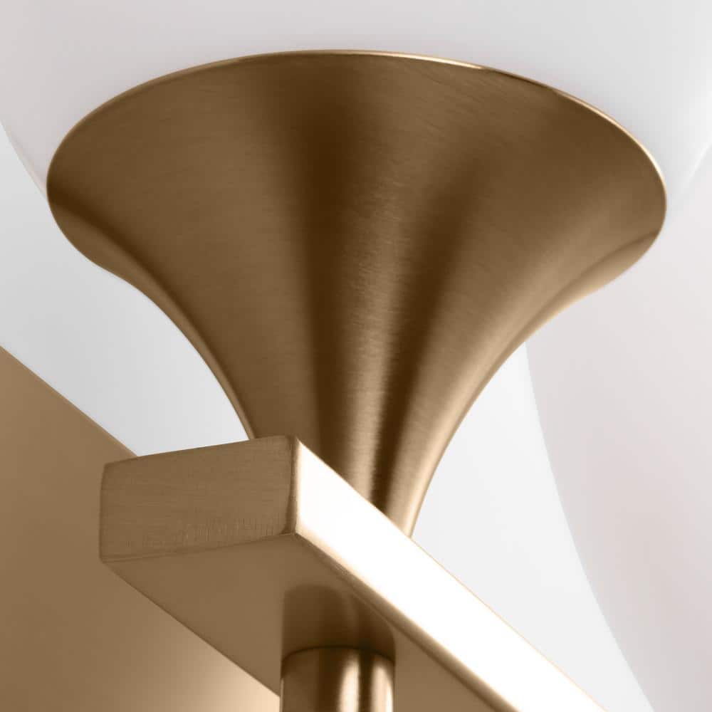 Satin Brass and Milk Glass 2-Light Wall Sconce