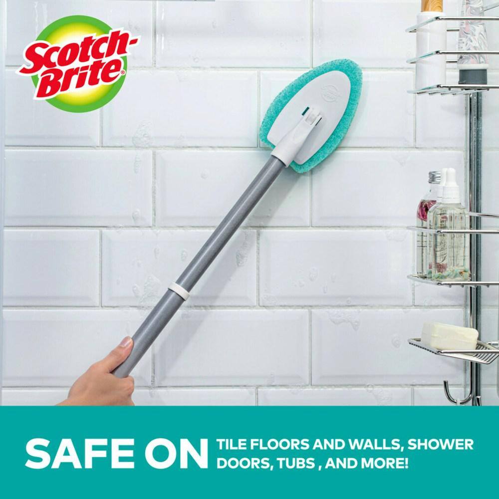 Teal and White Non-Scratch Extendable Shower Scrubber