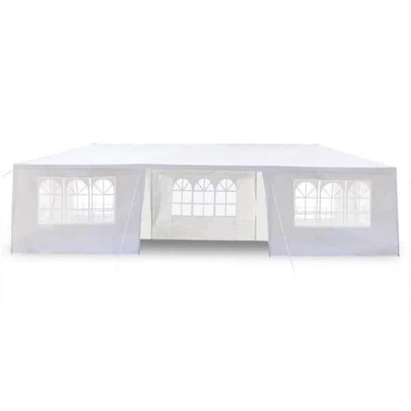 ITOPFOX 10 ft. x 30 ft. White Outdoor Wedding Event/Party Tent with 8 Side Walls
