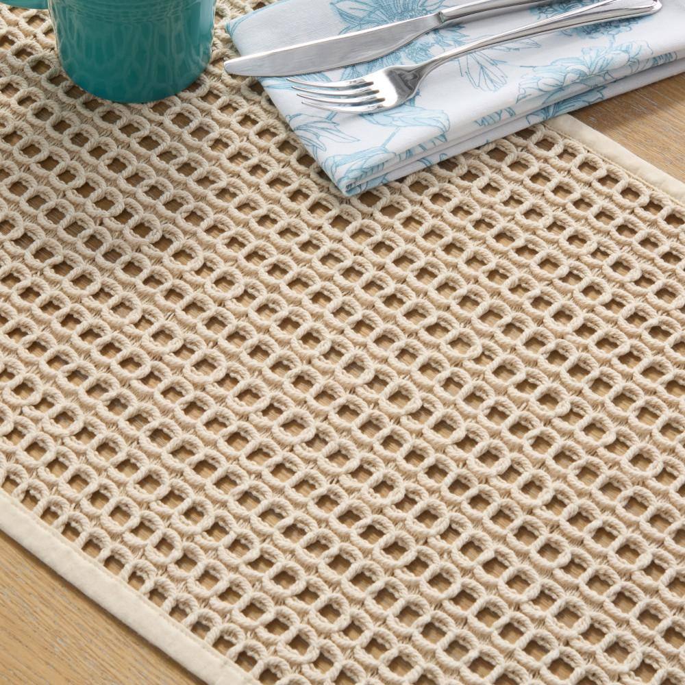 Natural Cotton Macrame Table Runner, 14"x72"
