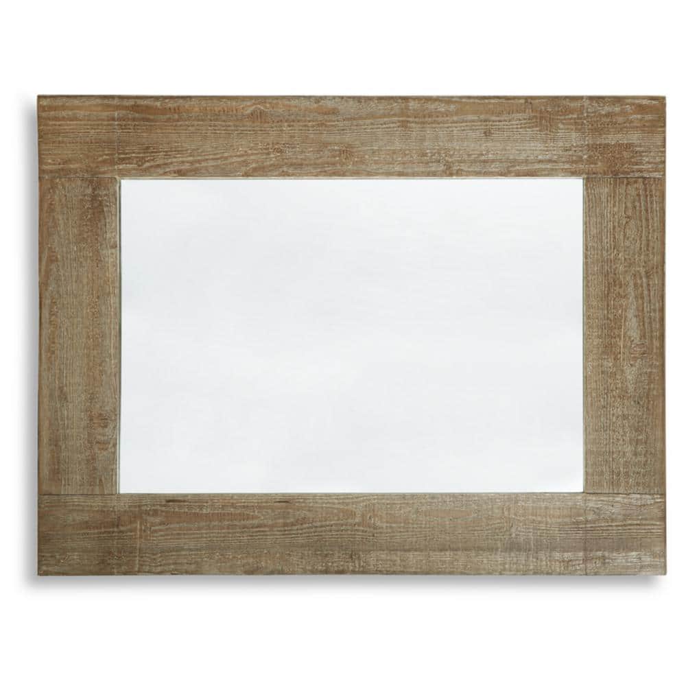 Distressed Brown Rectangular Wood Bathroom Accent Mirror