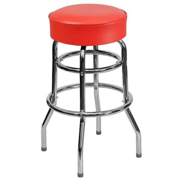 Flash Furniture 30.25 in. Chrome Cushioned Metal Bar Stool