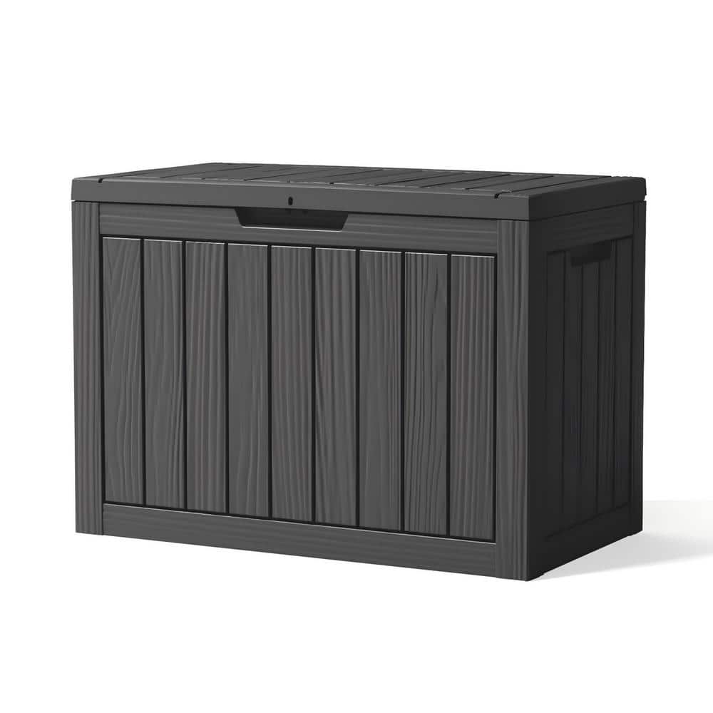45 Gal. Black Resin Deck Box with Lockable Lid for Furniture, Garden Tools