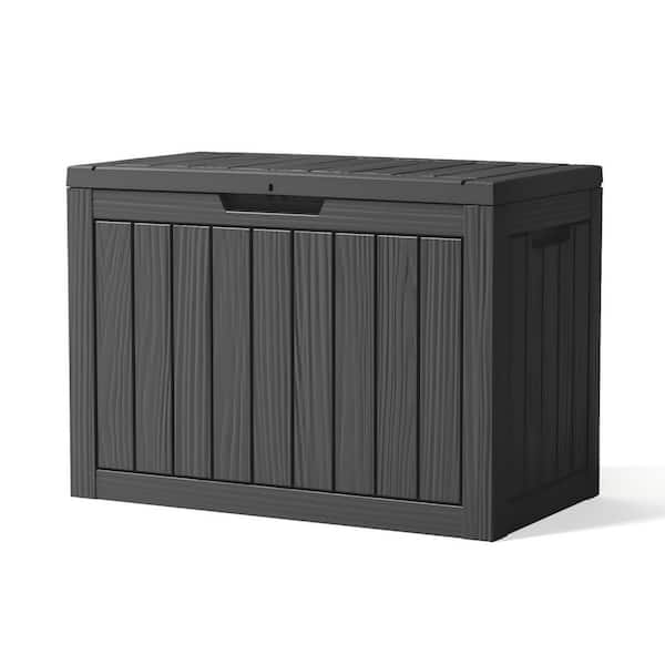 Unbranded 45 Gal. Black Resin Deck Box with Lockable Lid for Furniture, Garden Tools
