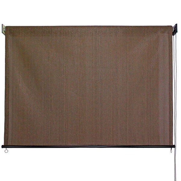 SeaSun Driftwood HDPE Fabric Cord Operated Exterior Roller Shade - 120 in. W x 72 in. L