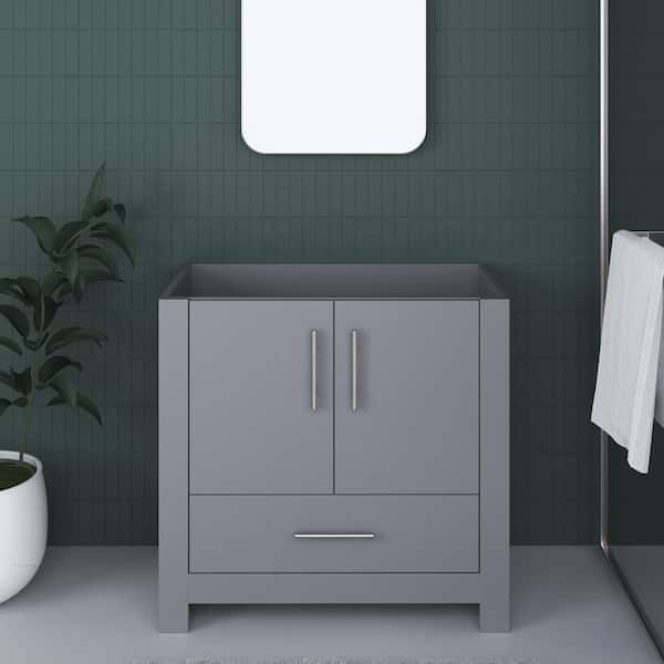 VOLPA USA AMERICAN CRAFTED VANITIES Boston 36 in. W x 20 in. D x 34 in. H Bath Vanity Cabinet without Top in Gray