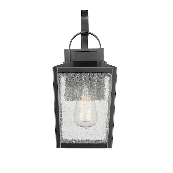 Millennium Lighting Devens 1-Light 8 in. Powder Coated Black Outdoor with Clear Seeded Glass