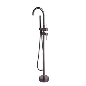 2-Handle Freestanding Tub Faucet with Hand Shower in Oil Rubbed Bronze