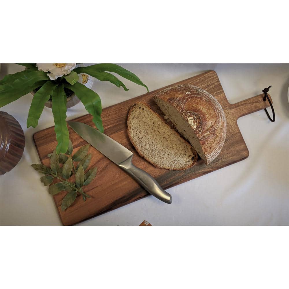 Acacia Dark Wood Paddle Serving Board with Handle