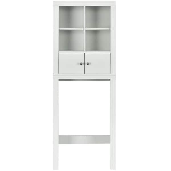 Costway 24 in. W x 65 in. H x 8 in. D White Over-the-Toilet Storage