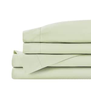 500 Thread Count Egyptian Cotton Sateen Watercress Green Deep Pocket 4-Piece Queen Sheet Set