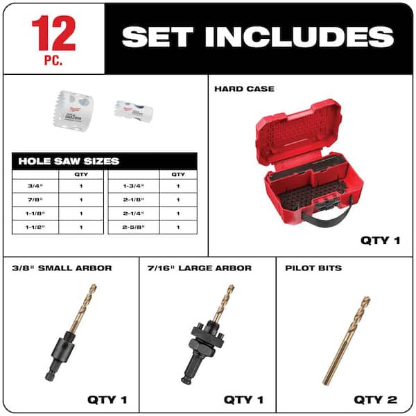 Hole Dozer Plumbers Carbide Hole Saw Set (12-Piece)
