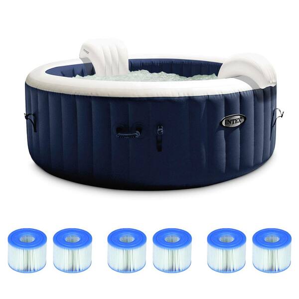 Intex 4-Person Portable Inflatable Hot Tub w/Filter Replacement ...