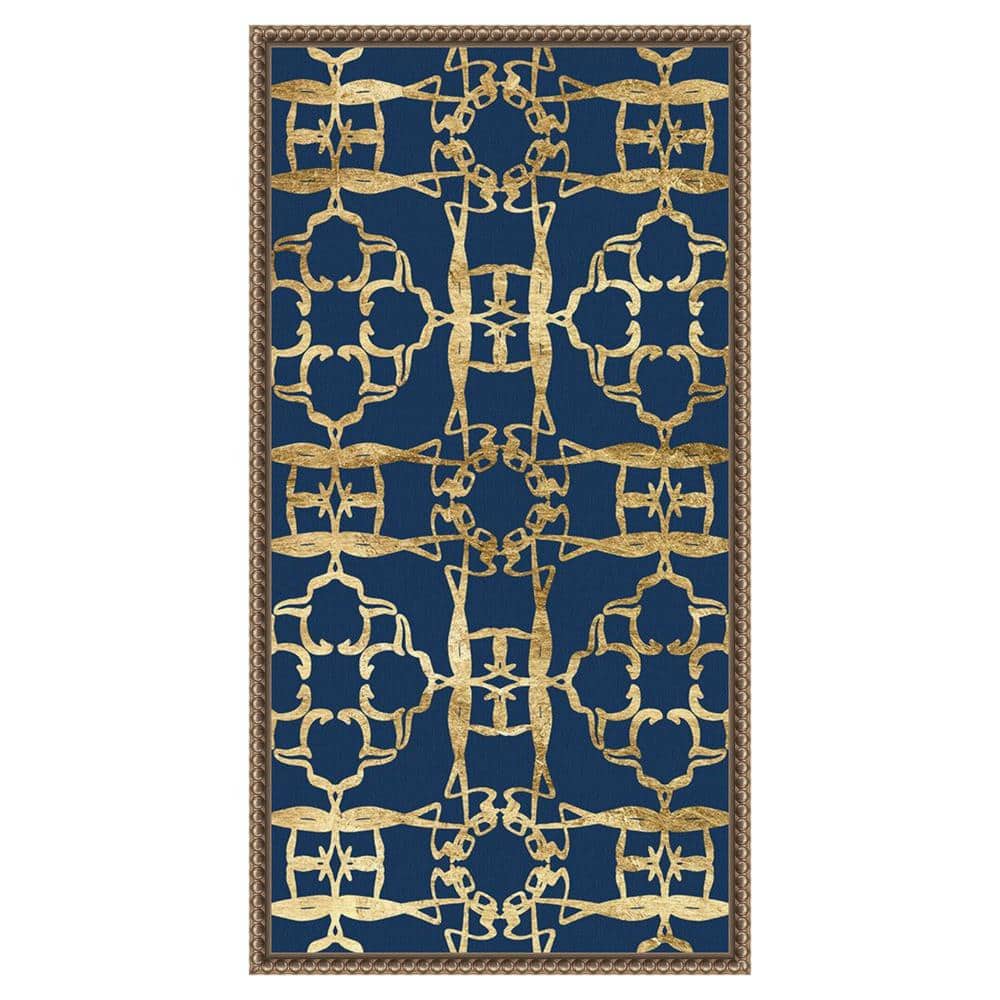 Motif on Blue XI Abstract Canvas Print with Bronze Frame