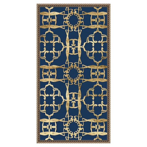 Amanti Art Motif on Blue XI by Alonzo Saunders 14 in. W x 27 in. H. Canvas Wall Art Print Framed in Bronze