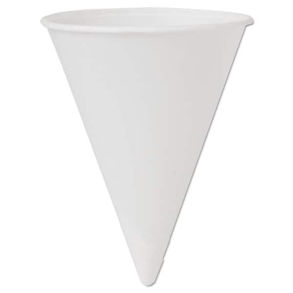 DART 4 oz. White Cone Water Disposable Paper Cups, 200 / Bag, 25 Bags / Carton
