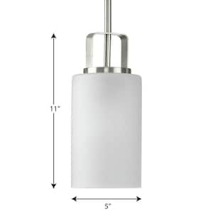 League Collection 1-Light Brushed Nickel Etched Glass Modern Farmhouse Mini-Pendant Hanging Light