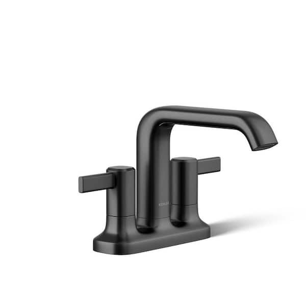 KOHLER Ashan 4 in. Centerset 2-Handle Bathroom Faucet in Matte Black