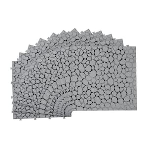 Gray 1 ft. x 1 ft. Square All-Weather Plastic Waterproof Outdoor Interlocking Deck Tiles Pebble Stone Pattern(24-Pack)