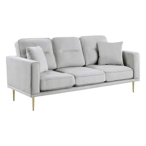 Armando 82 in. W. Straight Arm Velvet Rectangle Sofa in Gray