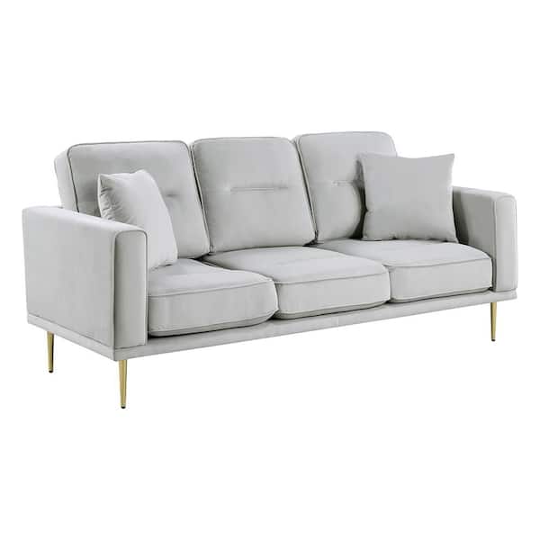 Lazzara Armando 82 in. W. Straight Arm Velvet Rectangle Sofa in Gray