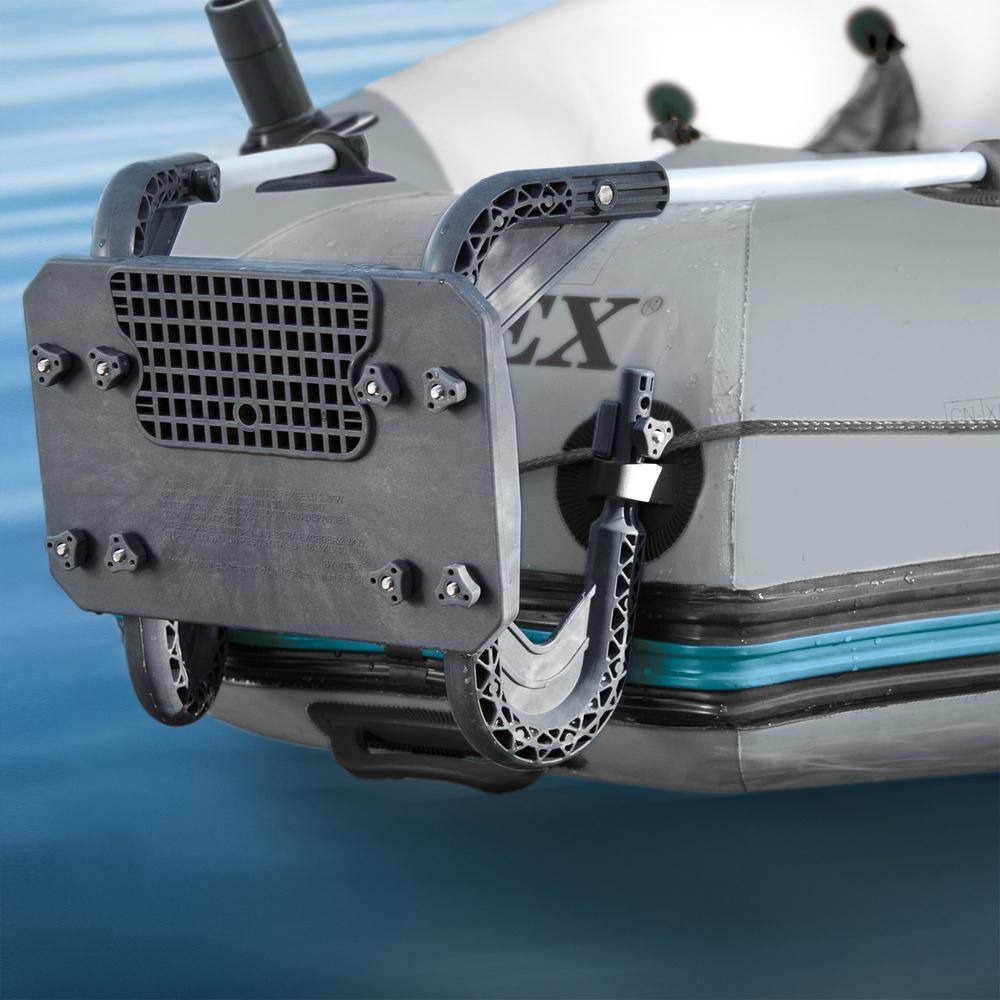 Intex 5-Person Gray Inflatable Fishing Boat Set with Motor