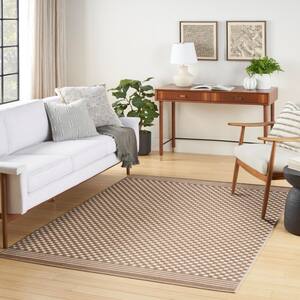 Casual Brown 7 ft. x 9 ft. Checker Contemporary Area Rug