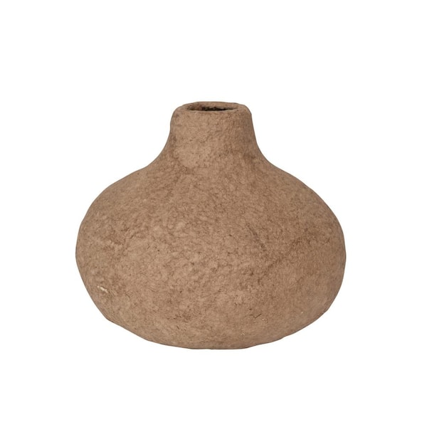 Storied Home Decorative Handmade Paper Mache Vase, Brown