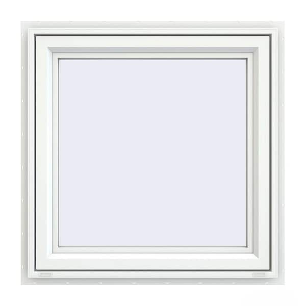 JELD-WEN 29.5 in. x 29.5 in. V-4500 Series White Vinyl Left-Handed Casement Window with Fiberglass Mesh Screen