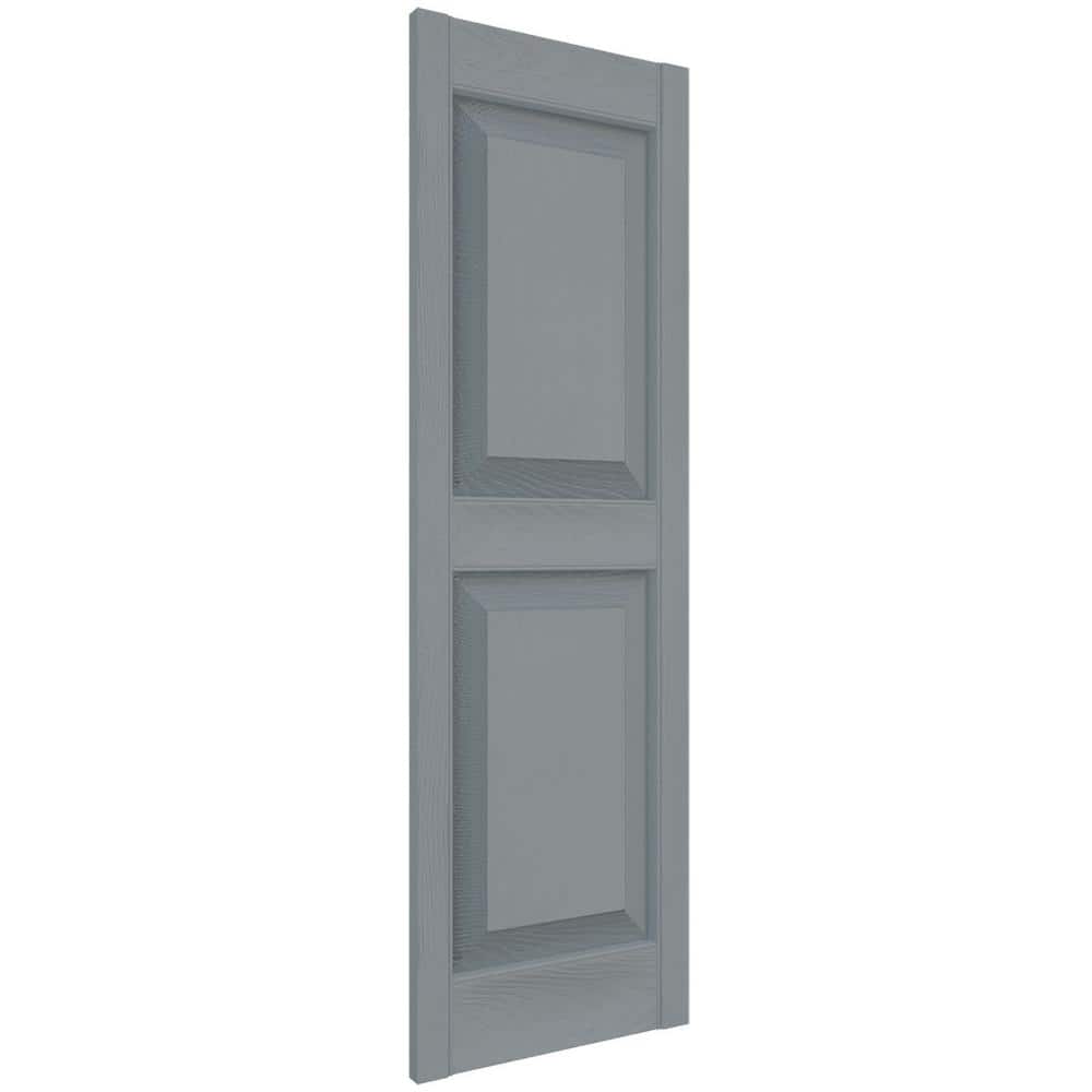 Platinum Gray Raised Panel Vinyl Decorative Shutters, 12" x 51"
