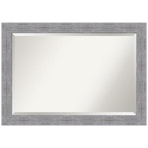 Medium Rectangle Bark Rustic Grey Beveled Glass Casual Mirror (29.25 in. H x 41.25 in. W)