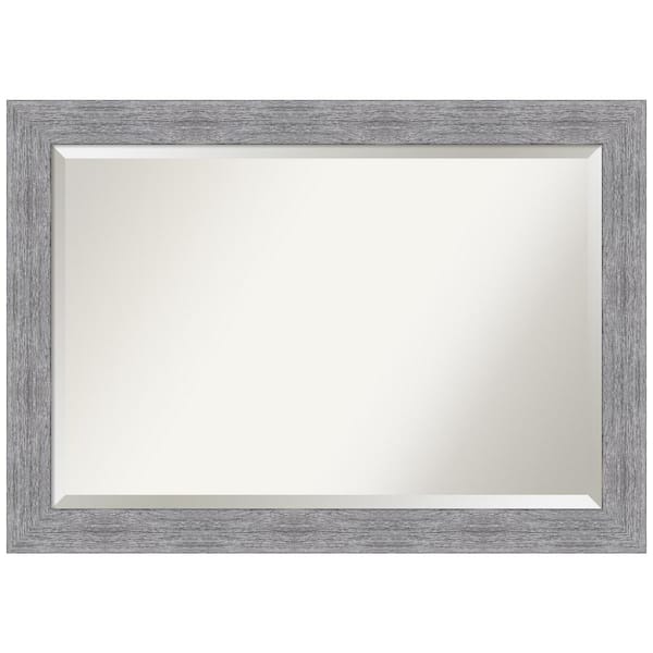 Amanti Art Medium Rectangle Bark Rustic Grey Beveled Glass Casual Mirror (29.25 in. H x 41.25 in. W)