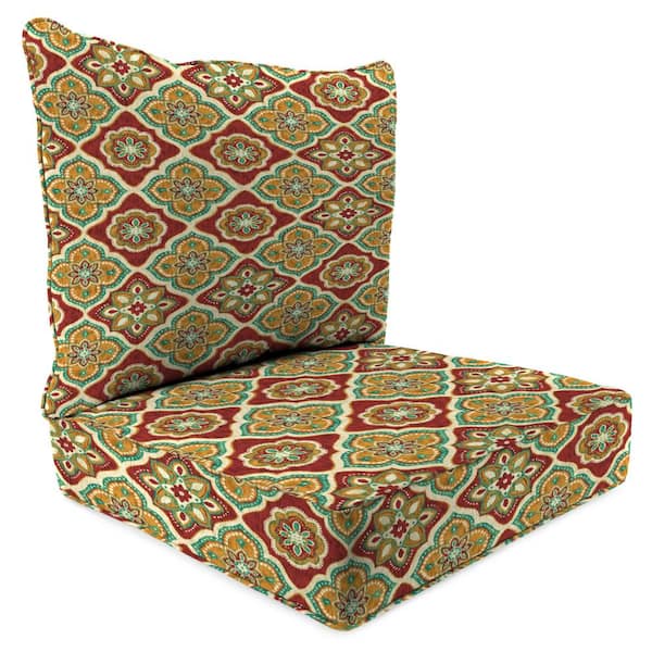 Jordan Manufacturing 46.5 in. L x 24 in. W x 6 in. T Deep Seating Outdoor Chair Seat and Back Cushion Set in Adonis Jewel