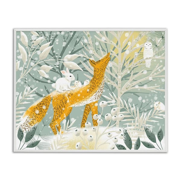 Stupell Industries Winter Forest Animals by Ginger Deverell 1 Piece Framed Graphic Print Animal Poster Art Print 30 in. x 24 in.