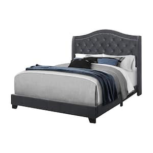 Jasmine Gray / Dark Grey Queen Bed with Upholstered Headboard