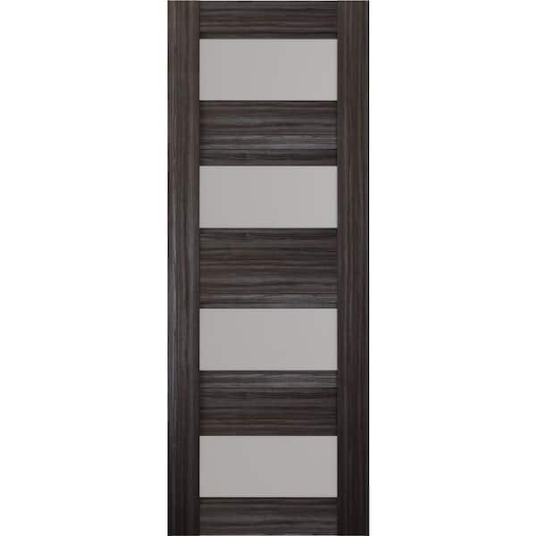 Belldinni Della 24 in. W x 80 in. No Bore 4-Lite Solid Core Frosted Glass Gray Oak Finished Wood Composite Interior Door Slab