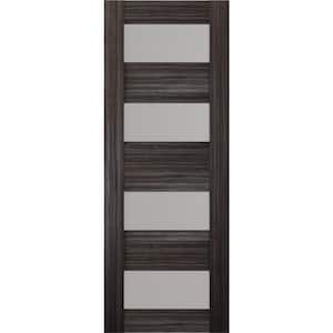 Della 36 in. x 79.375 in. No Bore 4-Lite Solid Core Frosted Glass Gray Oak Finished Wood Composite Interior Door Slab