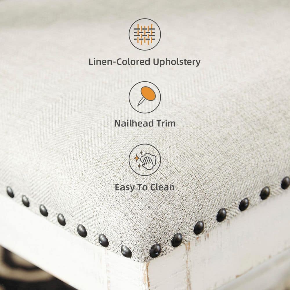 Valebeck White Polyester with Cushion and Nailhead Trim Side Chair Set of 2