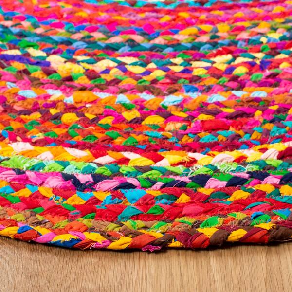SAFAVIEH Braided Collection 6' x 6' Round Pink/Yellow BRD351U Flatweave  Cotton Area Rug : : Home