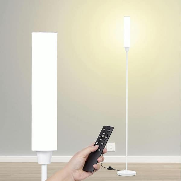 66 in. White Dimmable Standard Floor Lamp with Remote Control