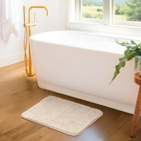 Ultra Soft 24 in. x 17 in. Ivory Plush Bath Mat
