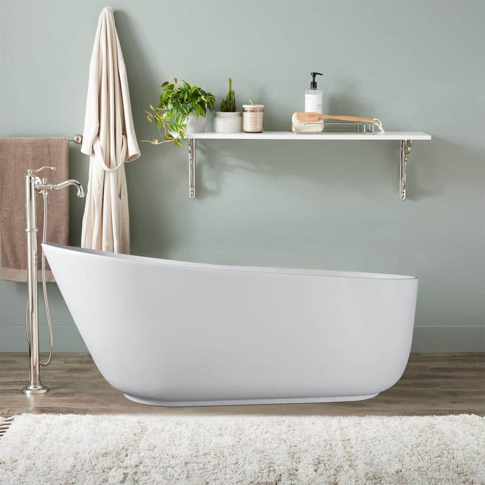 Vanity Art Beziers 67 in. Solid Surface Resin Stone Flatbottom Freestanding  Bathtub in Matte White VA6911-ML - The Home Depot