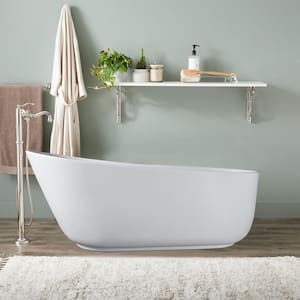 Beziers 67 in. Solid Surface Resin Stone Flatbottom Freestanding Bathtub in Matte White