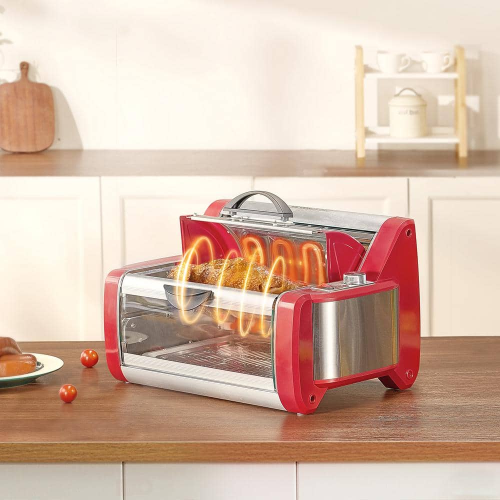 Red and Stainless Steel Electric Shawarma Grill Machine with Rotating Function