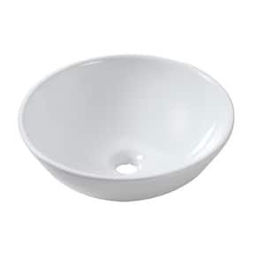 AVA 13 in. x 13 in. Round Bowl Modern Bathroom Above in White Porcelain Ceramic Vessel Vanity Sink Art Basin