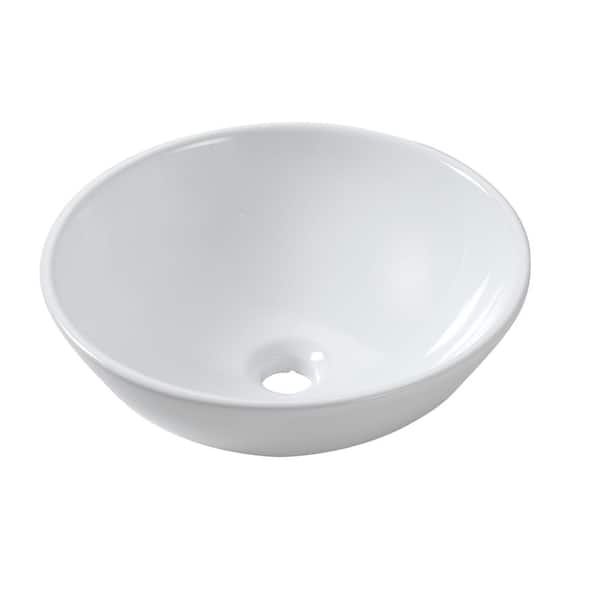 Aurora Decor AVA 13 in. x 13 in. Round Bowl Modern Bathroom Ceramic Vessel Vanity Sink in White with Art Basin