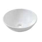 13 in. x 13 in. Round Bowl Modern Bathroom Above in White Porcelain Ceramic Vessel Vanity Sink Art Basin