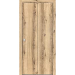 0010 48 in. x 80 in. Flush Solid Wood Oak Finished Wood Bifold Door with Hardware